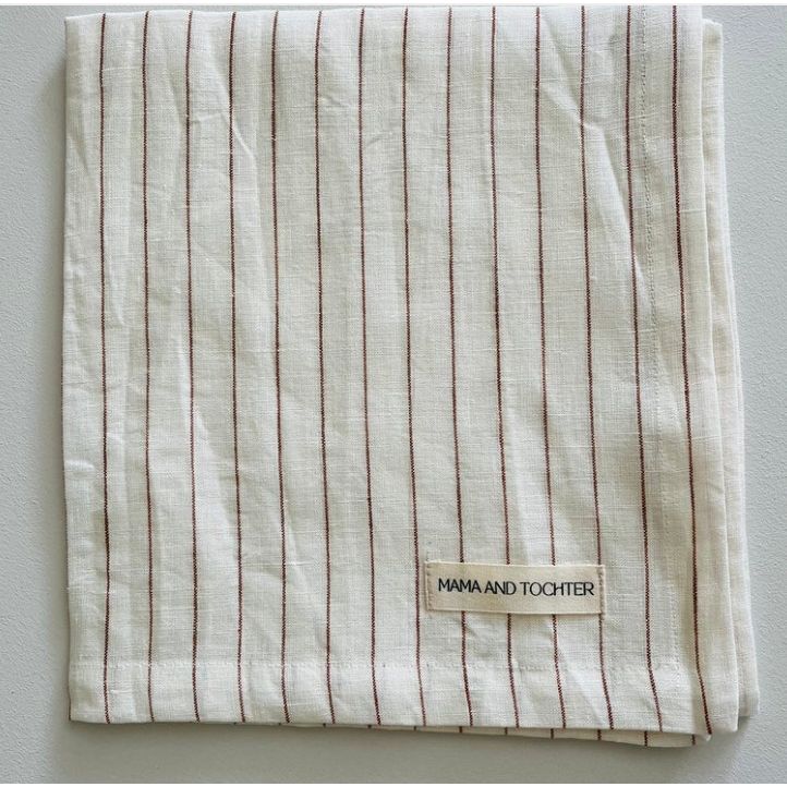 French Linen Tea Towel | Toffee Pin Stripe