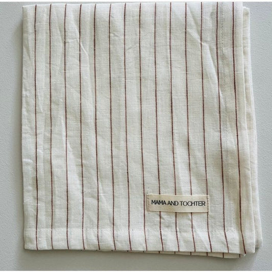 French Linen Tea Towel | Toffee Pin Stripe