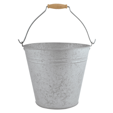9.5L Aged Zinc Bucket with Wooden Handle