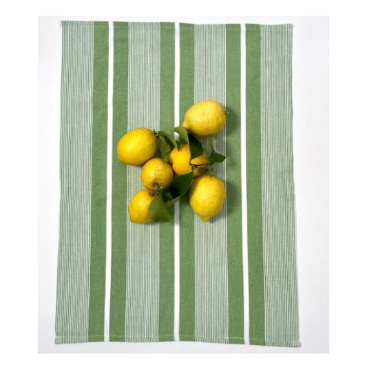 Apple Green Stripe Cotton Tea Towel 50 x 70 cm