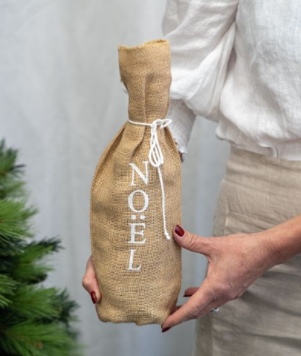 Noel Hessian Wine Bottle Bag | 36cm