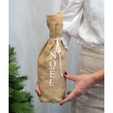 Noel Hessian Wine Bottle Bag | 36cm
