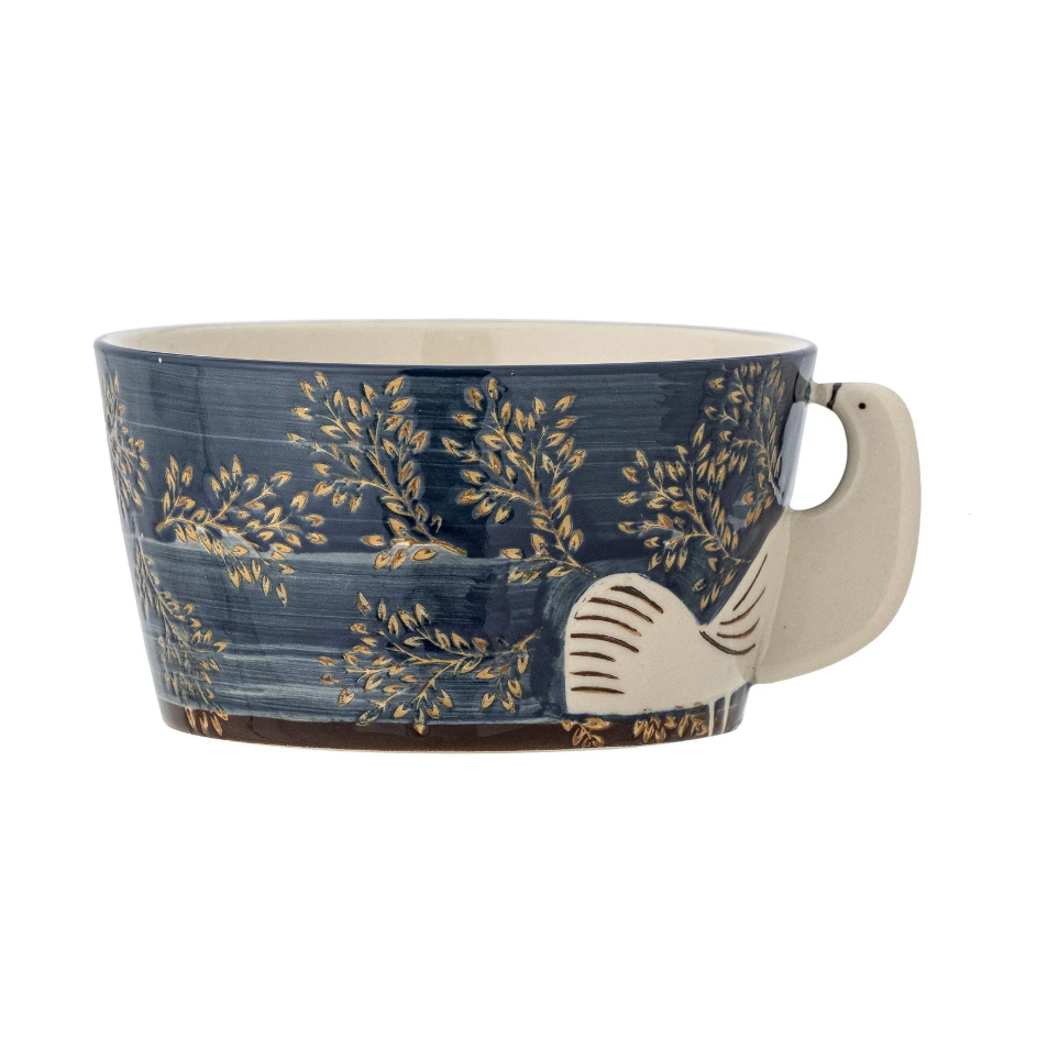 Bloomingville Hezha Bird Bowl | Hand-Painted Blue