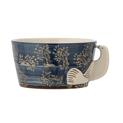 Bloomingville Hezha Bird Bowl | Hand-Painted Blue