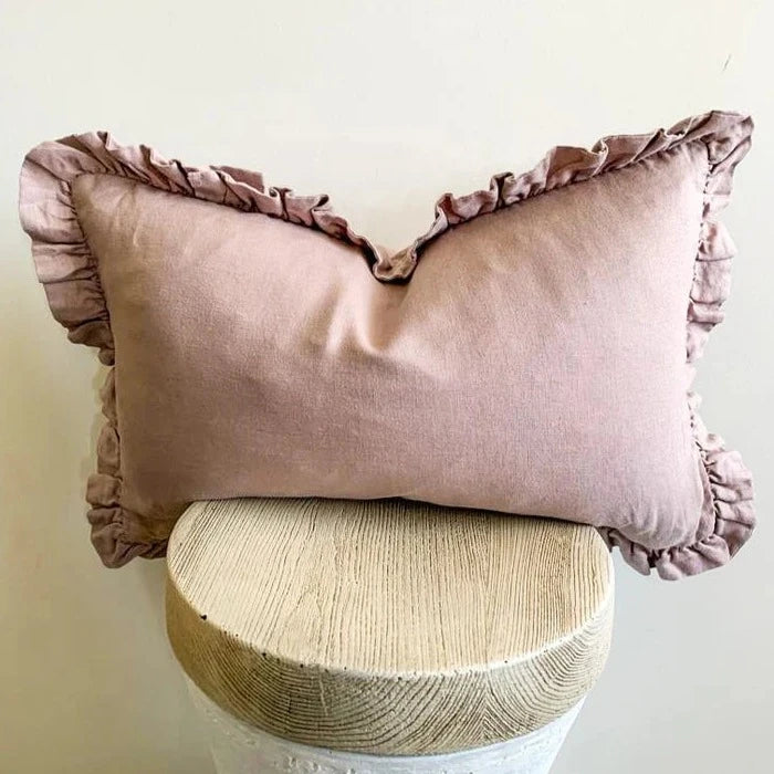 Lumbar Ruffle Cushion Cover | Linen | Lilac