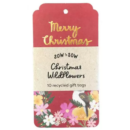 Australian Christmas Gift Tags | Kookaburra & Wildflowers | Pack of 10 | Recycled Card